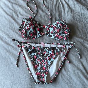 Pink by Victoria’s Secret two piece swim bikini size medium animal print